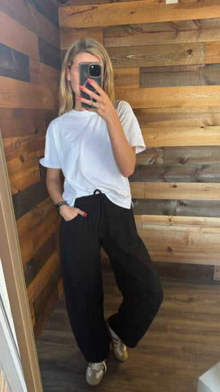 Fleece Barrel Wide Leg Joggers