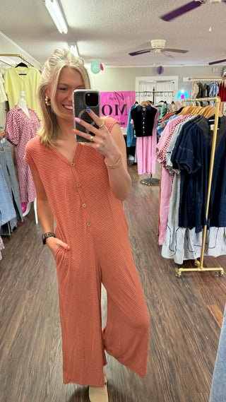 Rust Knit Jumpsuit