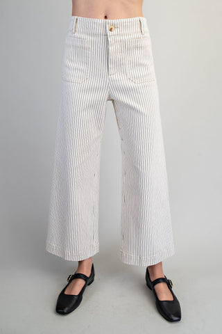 Striped Straight Leg Ankle Pant