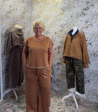 Brown Scuba Contrast Stitch Set
