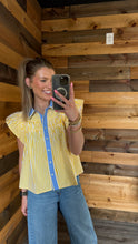 Load image into Gallery viewer, Butter Yellow &amp; Baby Blue Top