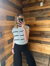 Load image into Gallery viewer, Grey Striped Short Sleeve Cardigan
