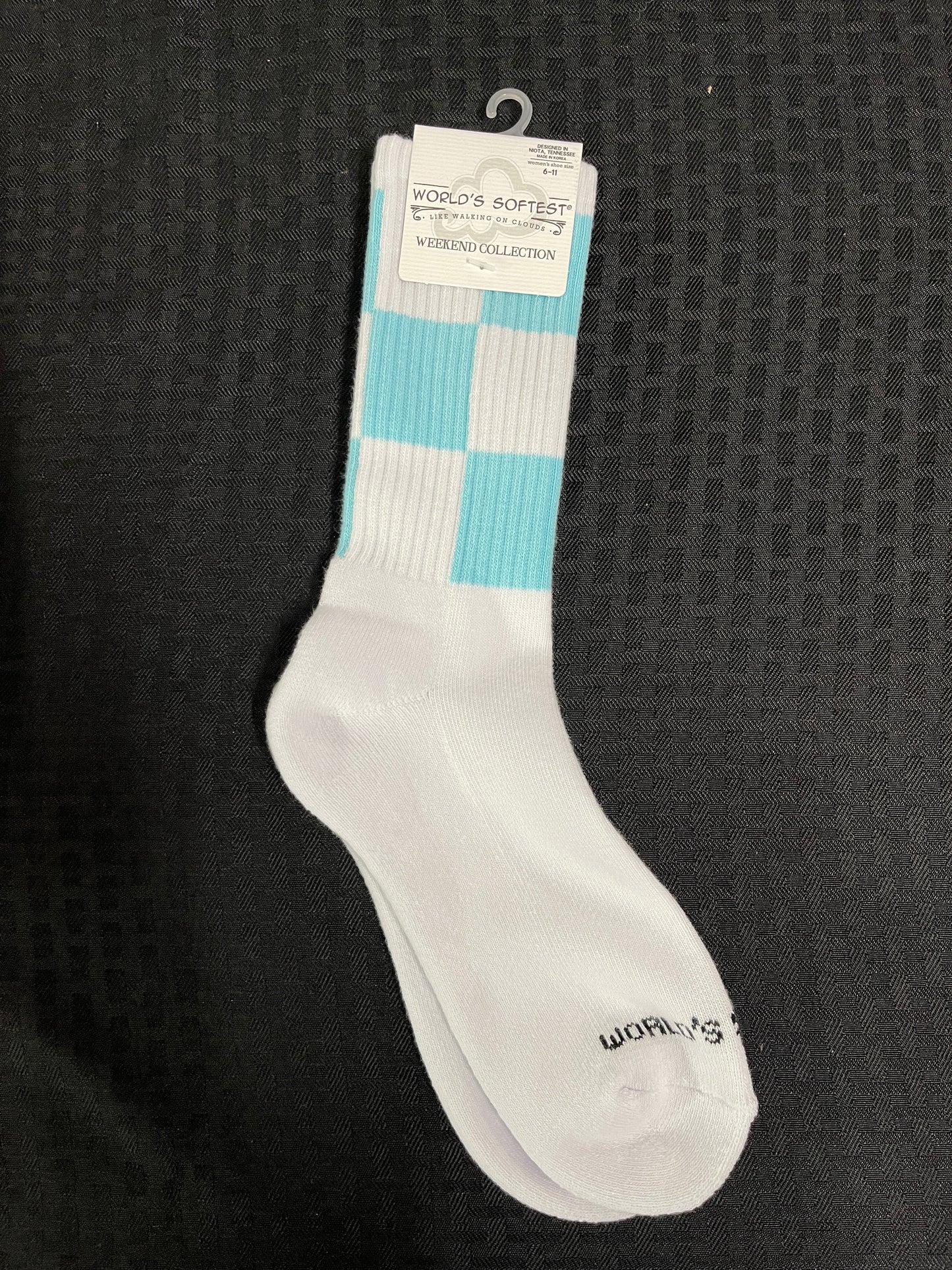 WSS Checkered Aqua Tall Sock