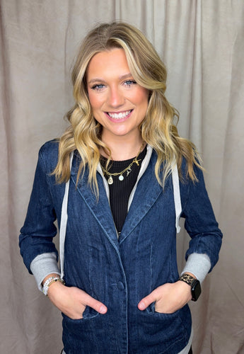 Denim Hoodie Blazer