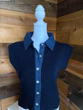 Load image into Gallery viewer, Navy &amp; Denim Collar Top