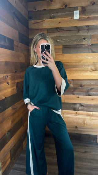 Teal Scuba Stripe Pant