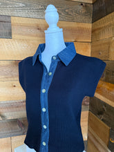 Load image into Gallery viewer, Navy &amp; Denim Collar Top