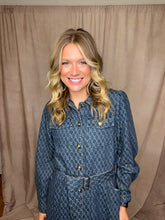 Load image into Gallery viewer, Gold Button Cowgirl- Denim Dress