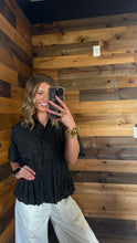Load image into Gallery viewer, Black &amp; White Striped Cinch Top