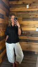Load image into Gallery viewer, Black &amp; White Striped Cinch Top