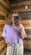 Load image into Gallery viewer, Lavender Mineral Wash Babydoll Top