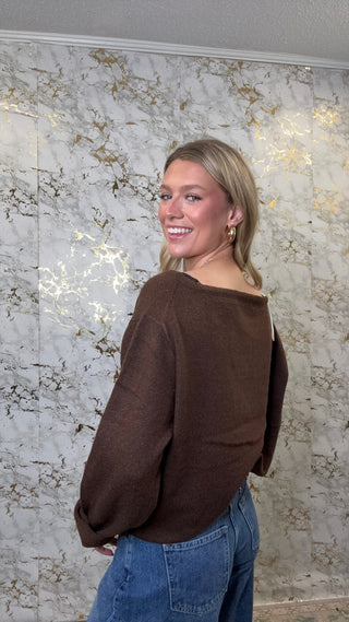 Brown Off the Shoulder Sweater