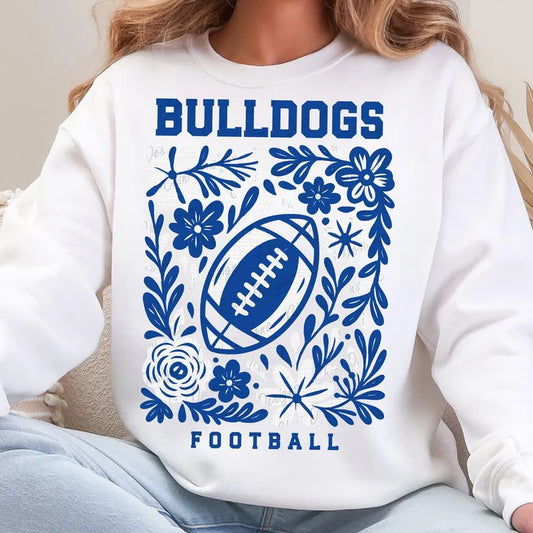 Bulldog Floral Blue