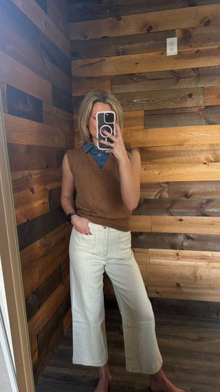 Striped Straight Leg Ankle Pant