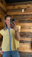 Load image into Gallery viewer, Butter Yellow &amp; Baby Blue Top