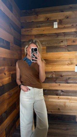 Striped Straight Leg Ankle Pant