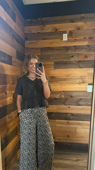 Leopard Wide Leg Flowy Pant