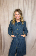 Load image into Gallery viewer, Gold Button Cowgirl- Denim Dress