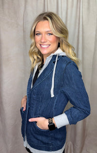 Denim Hoodie Blazer