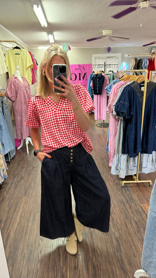 Red and White Gingham Top