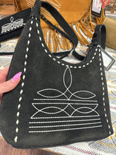 Load image into Gallery viewer, Black Boot-stitch Shoulder Bag
