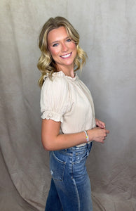 Tan Front Button Top