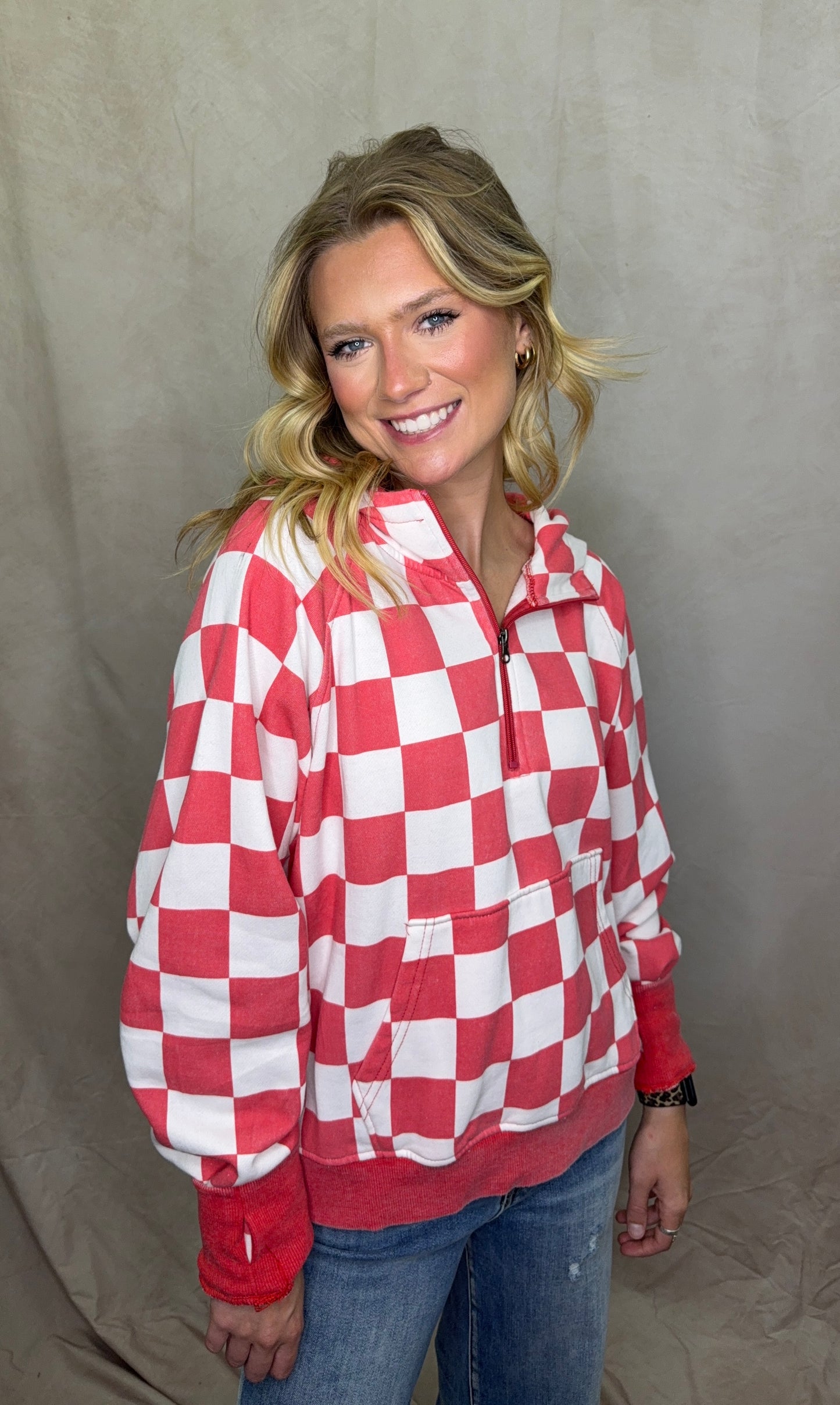 Checkered Lightweight 1/4 Zip