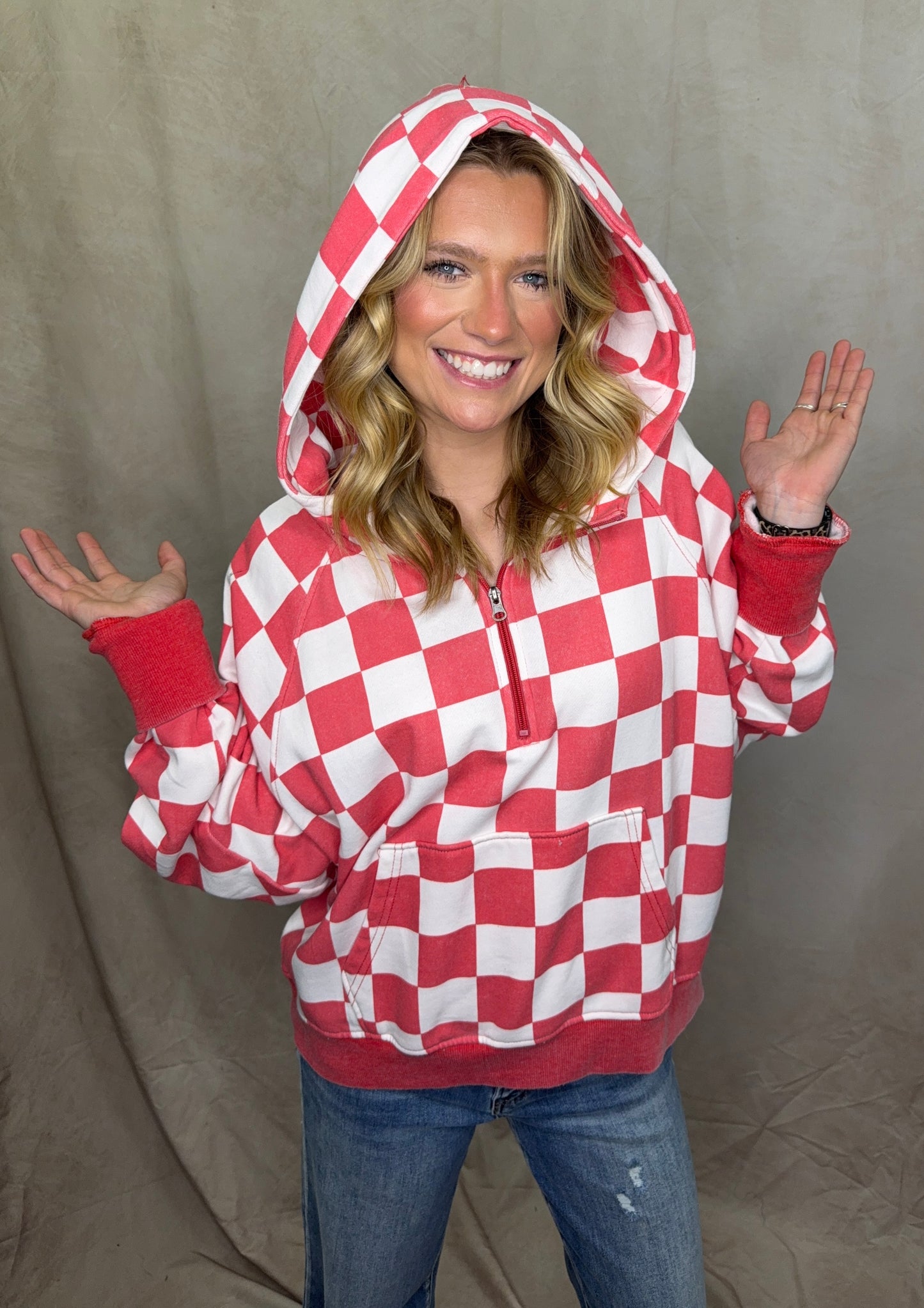 Checkered Lightweight 1/4 Zip