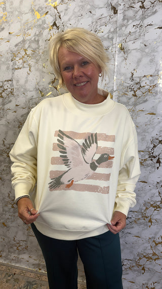 Cream Mockneck with Duck