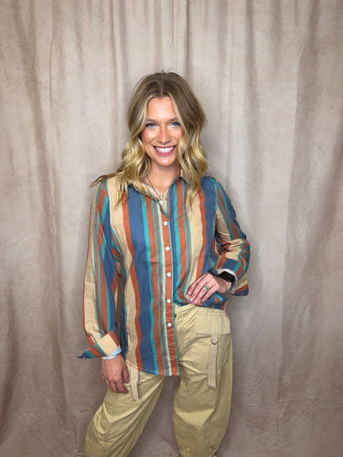Striped Western Pearl Snap