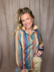 Striped Western Pearl Snap