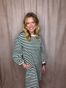 Hunter Green Striped Dress