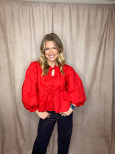 Load image into Gallery viewer, Bow Front Puff Sleeve Top