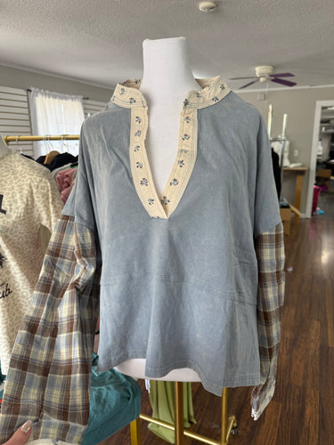 Denim & Plaid Long sleeve top