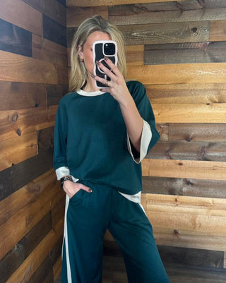 Teal Scuba Top with Strip